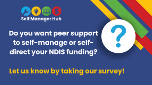 Promo graphic for peer support group survey