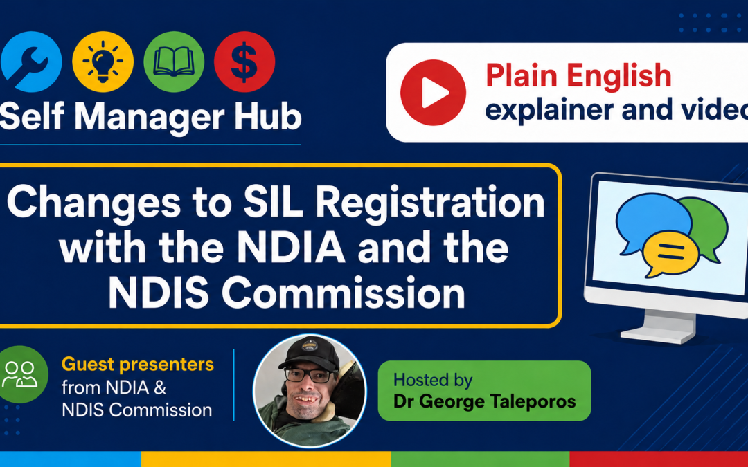 What we heard from the NDIA and NDIS Commission about SIL registrationBy Erica Smith Keywords | Choice and control | NDIS | NewsCategory | Free resource | Events | NewsFormats | Video | Event
