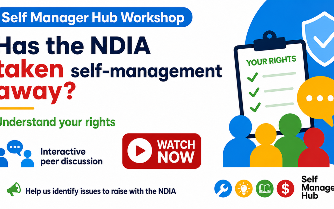 Workshop recording: Has the NDIA taken self-management away? By Erica Smith Keywords | self-management | News | NDISCategory | NDIS Fund Management | Events | News | Keep your records | Know your rightsFormats | Event | Video