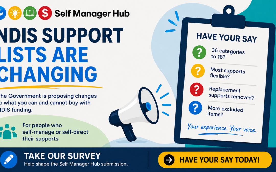 NDIS support lists are changing: have your say By Self Manager Hub Keywords | NDIS | Choice and control | SupportsCategory | Policy and Advocacy | NDIS Fund Management | What can I buy? | NewsFormats | Text only